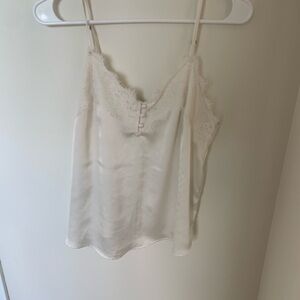 Lacey ivory silk/satin tank top